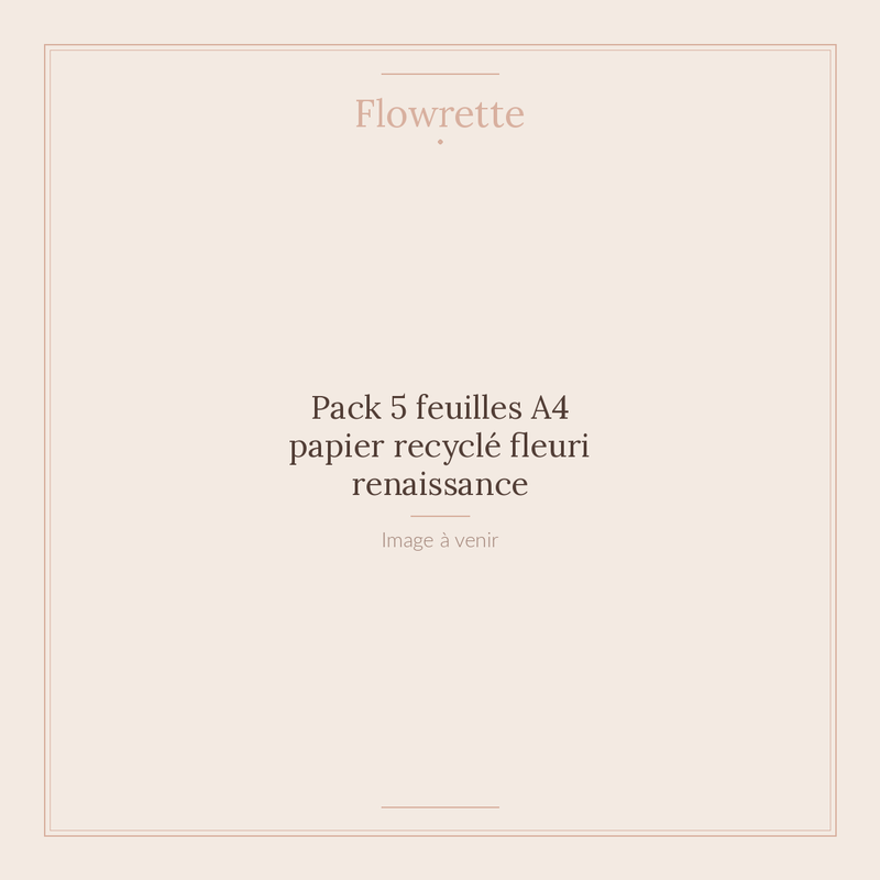 Pack 5 feuilles A4 papier recyclé fleuri renaissance - Flowrette