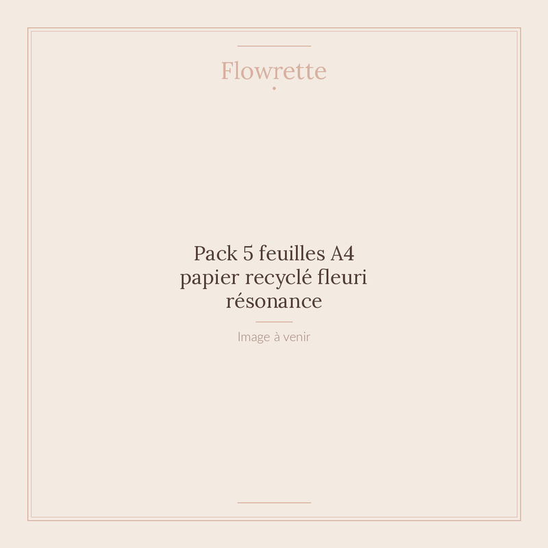 Pack 5 feuilles A4 papier recyclé fleuri résonance - Flowrette