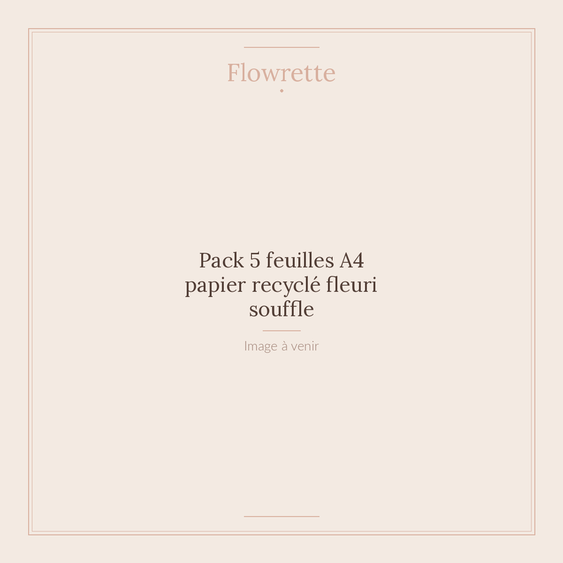 Pack 5 feuilles A4 papier recyclé fleuri souffle - Flowrette