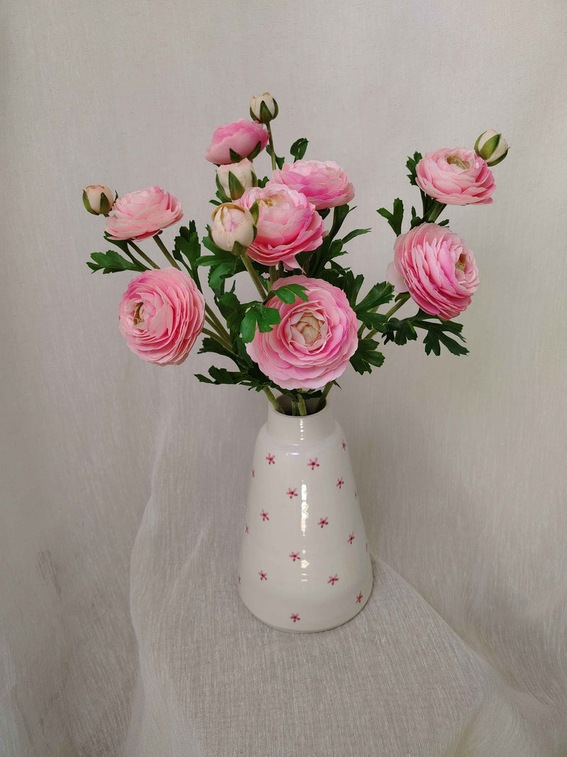 Renoncule rose poudré artificielle, fleur aux pétales superposés délicats - Flowrette