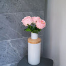 Flowrette Rose rose pâle artificielle real touch, fleur réaliste à la tige x3, fausse rose déco intérieure