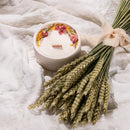 Coffret noces de froment avec bougie et épis, vue de face - Flowrette
