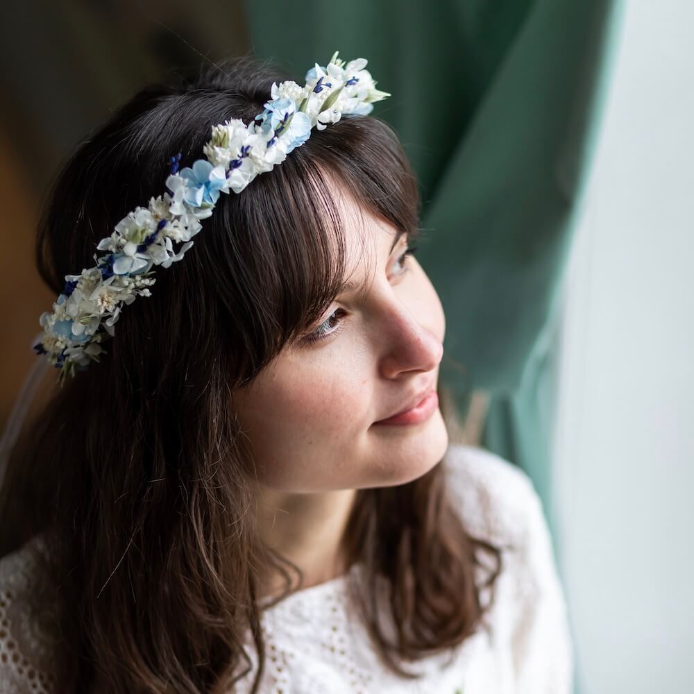 Couronne Camille en fleurs séchées, accessoire de mariage - Flowrette