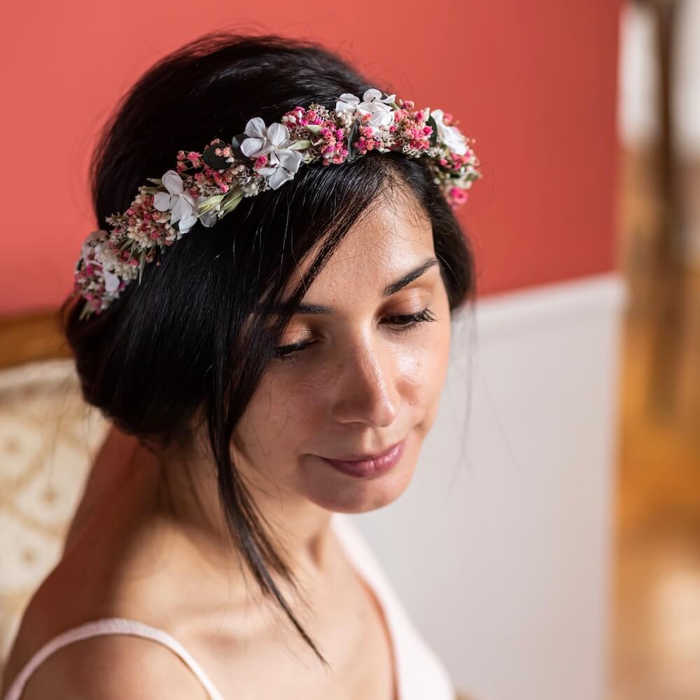 Couronne Bérénice en fleurs séchées, accessoire de mariage - Flowrette