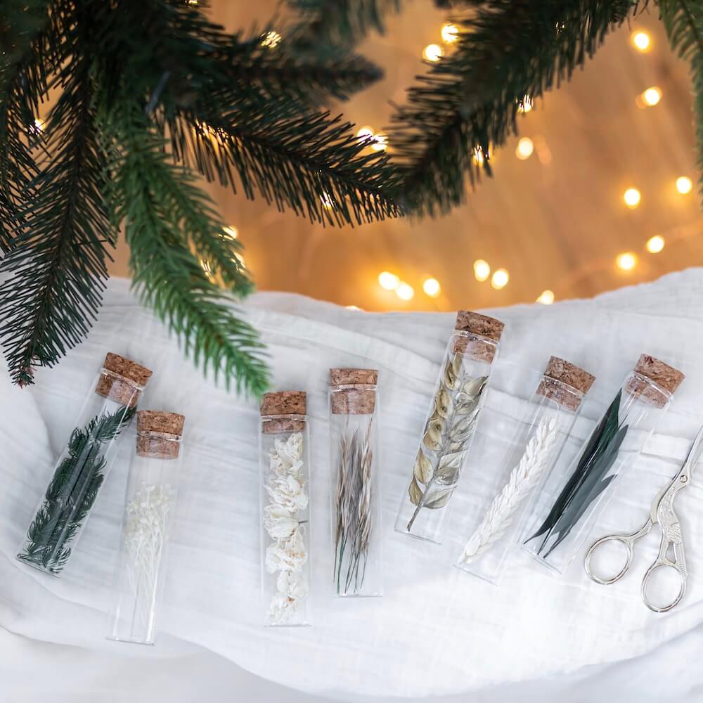 Set de fioles fleuries décoration Noël - Flowrette
