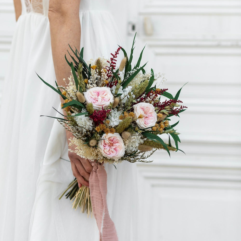 Bouquet de mariée Ombeline en fleurs séchées, vue principale - Flowrette