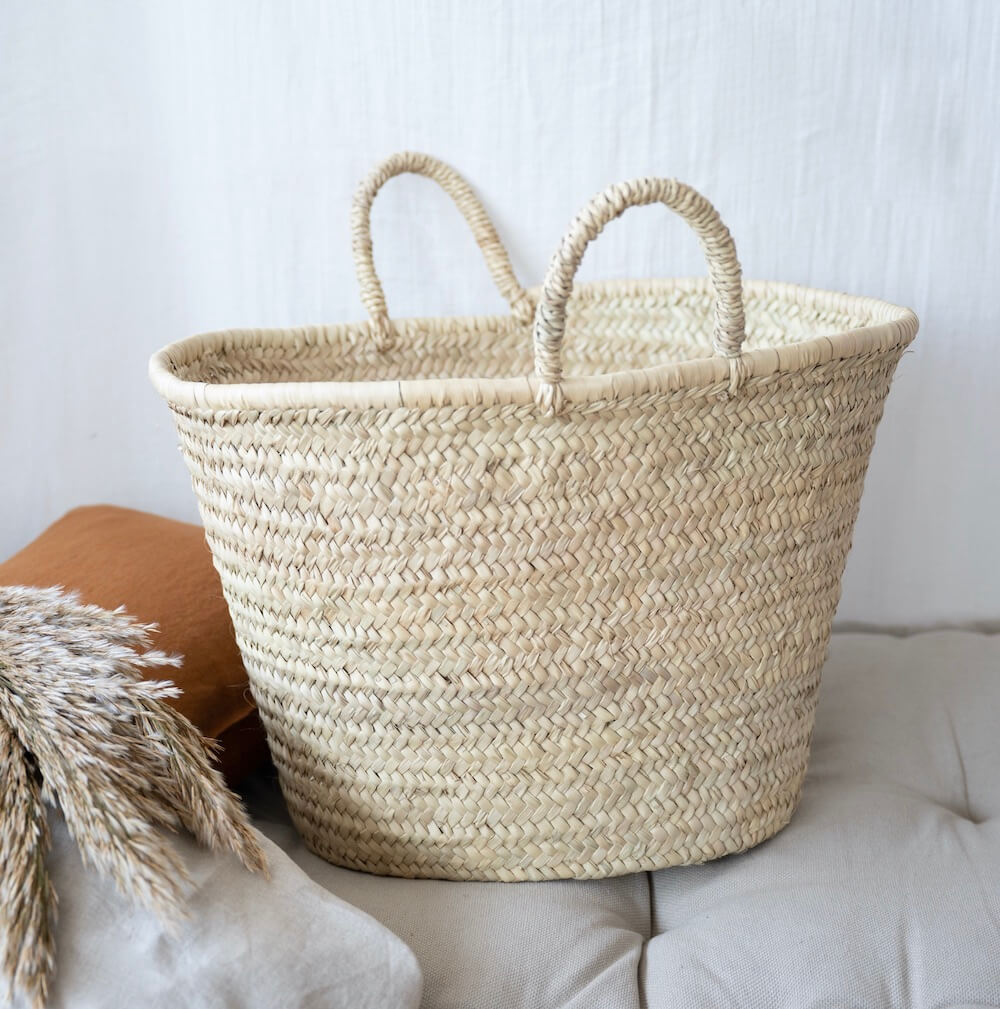 Panier en osier Nador grand format, vue de face - Flowrette