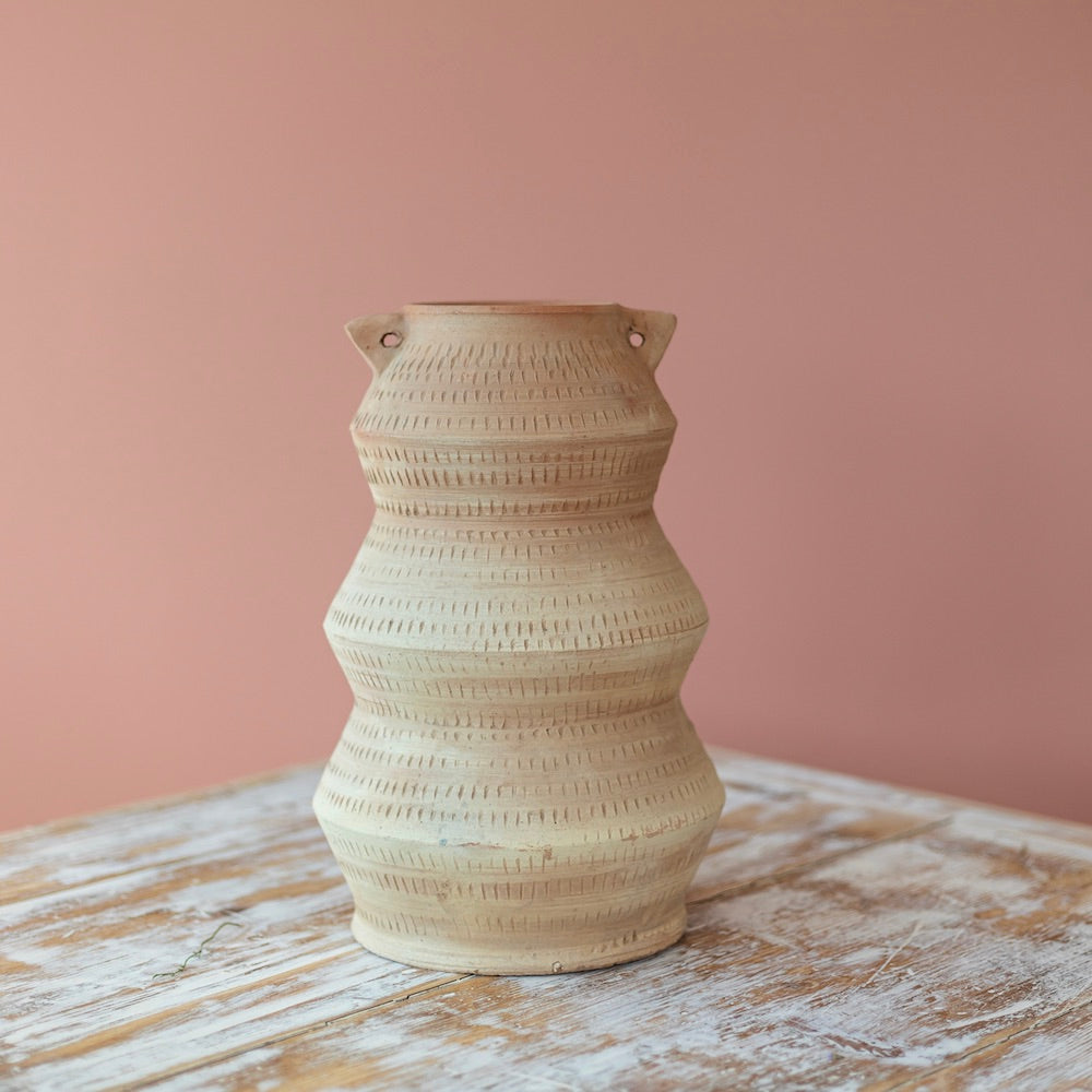 Jarre Dune en terre cuite, grand vase artisanal - Flowrette